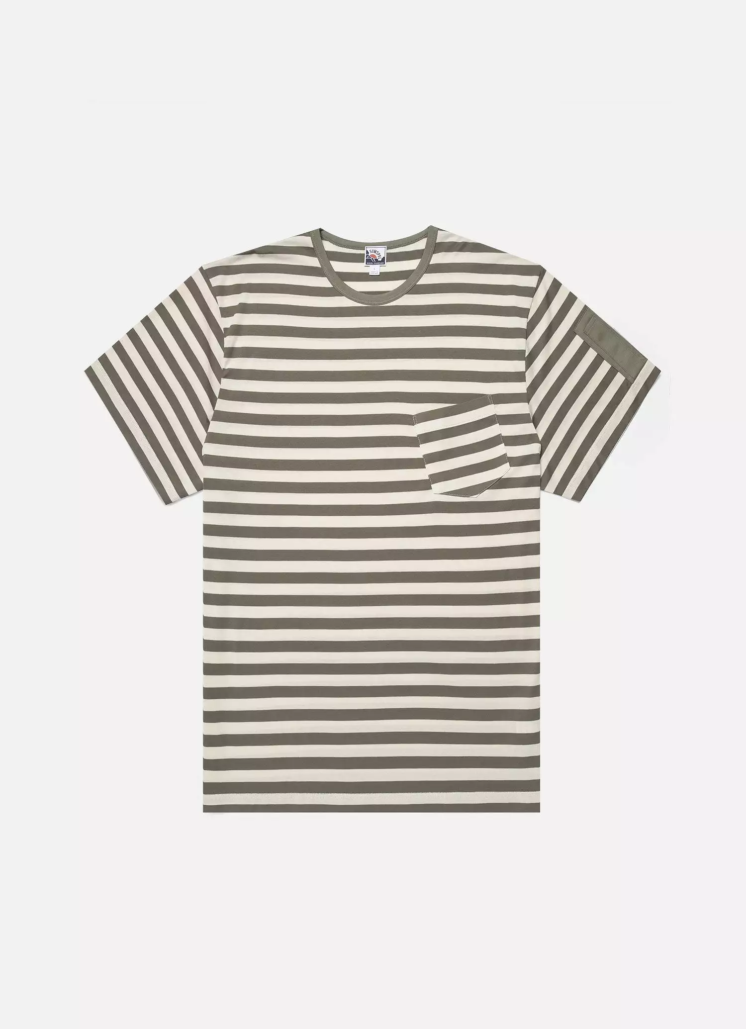 Men's Sunspel x Nigel Cabourn T-shirt in Army Green/Stone White