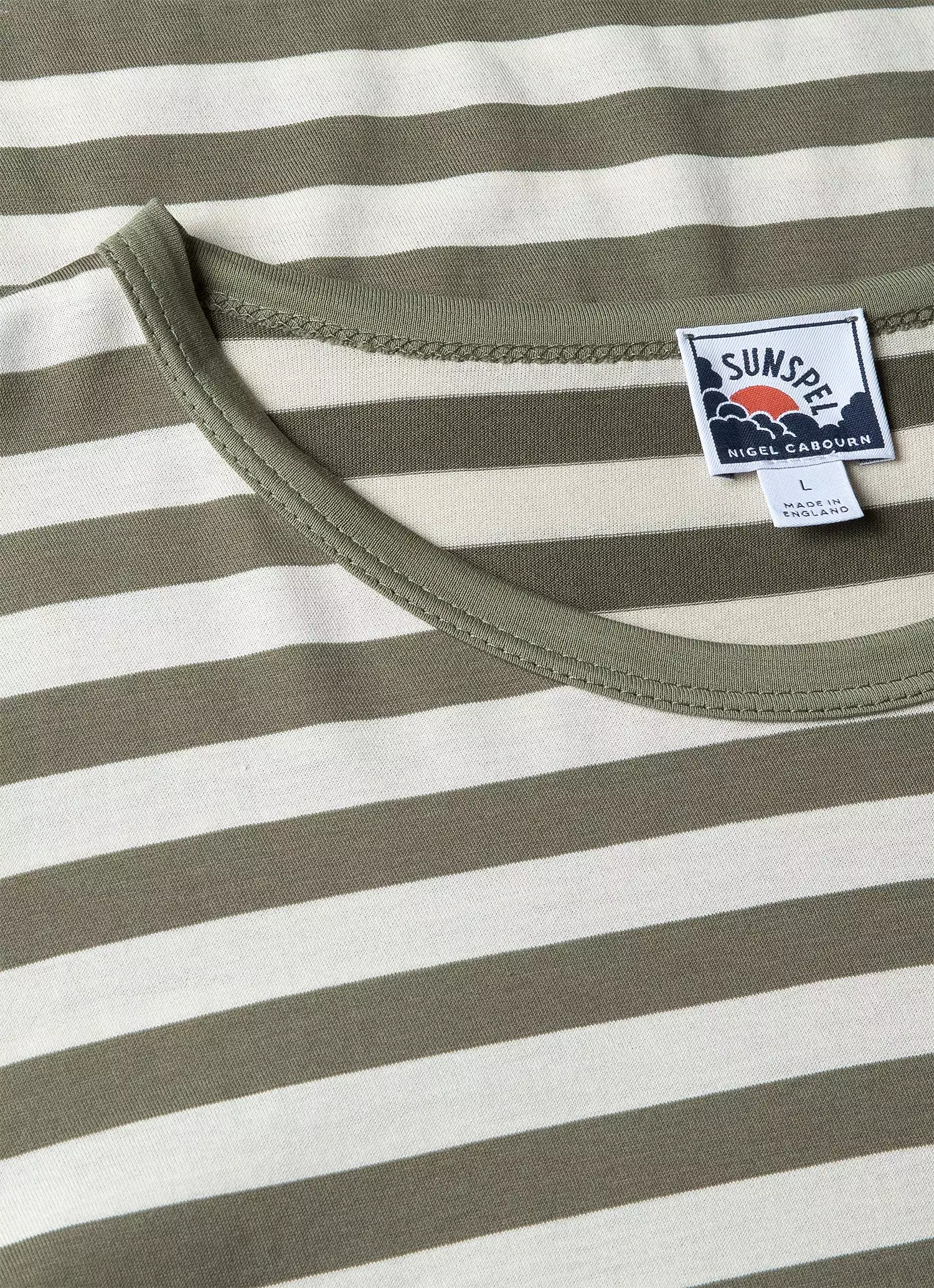 Men's Sunspel x Nigel Cabourn T-shirt in Army Green/Stone White