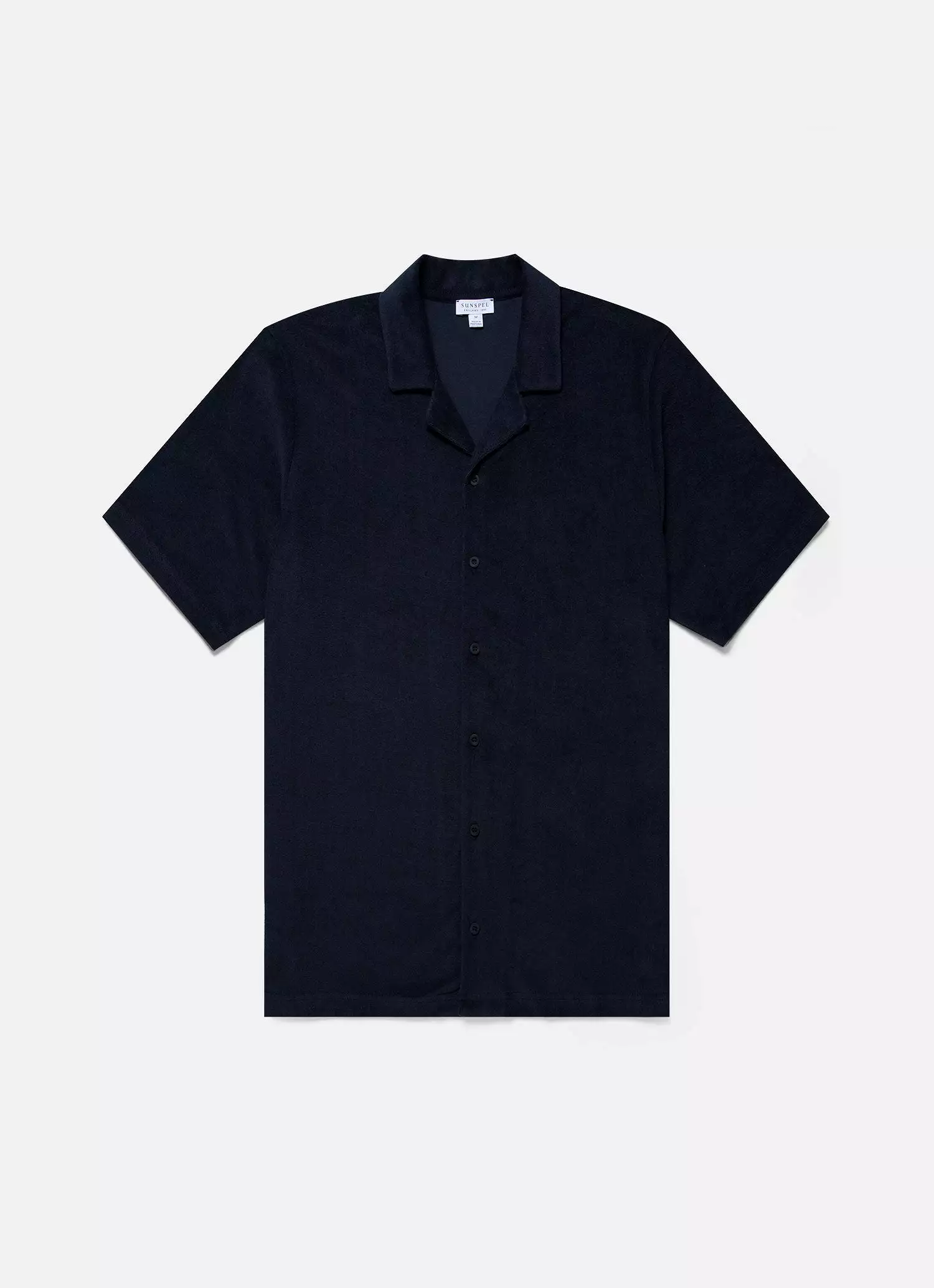 Men's Towelling Camp Collar Shirt in Navy