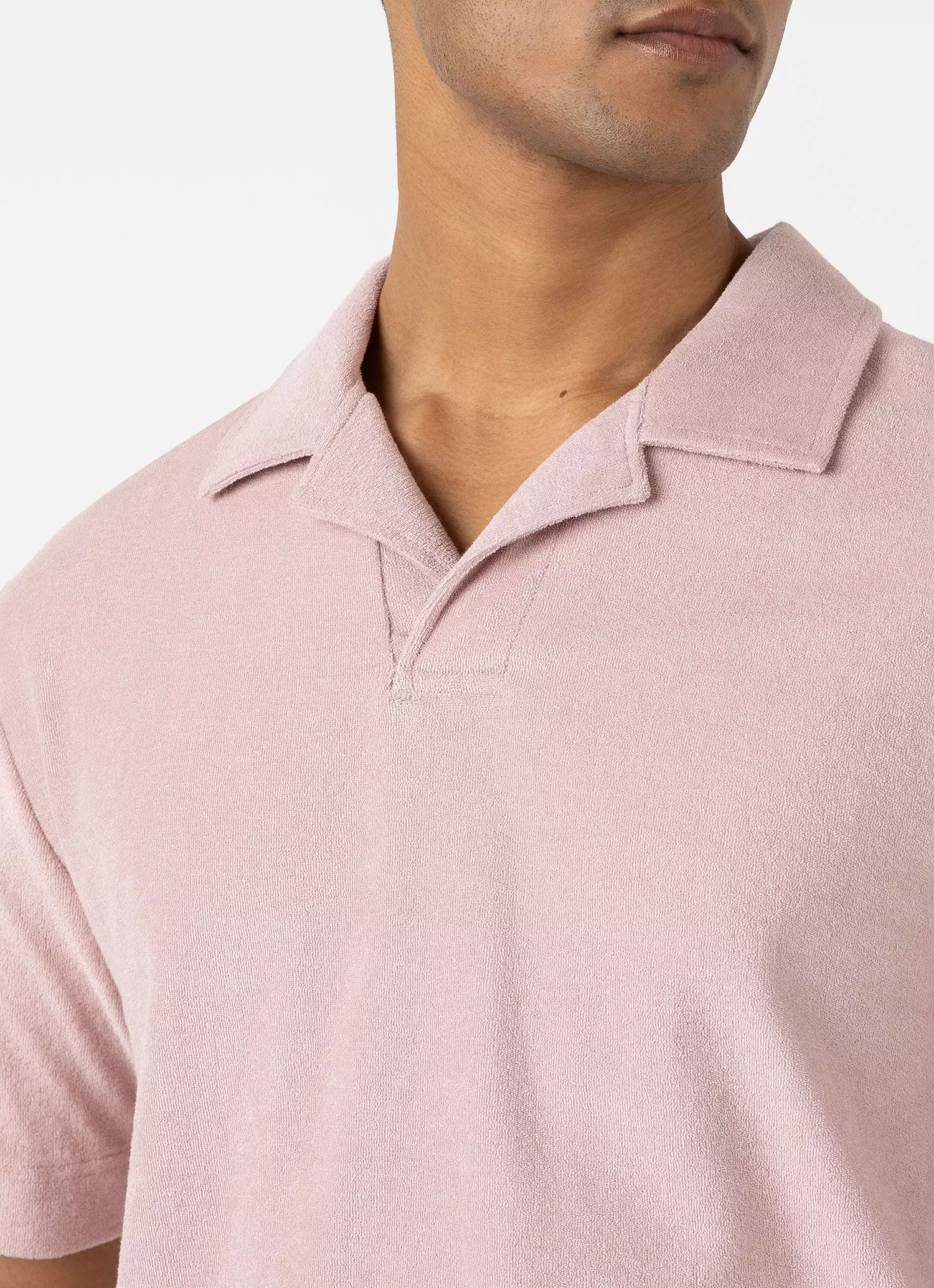 Men's Towelling Polo Shirt in Pale Pink