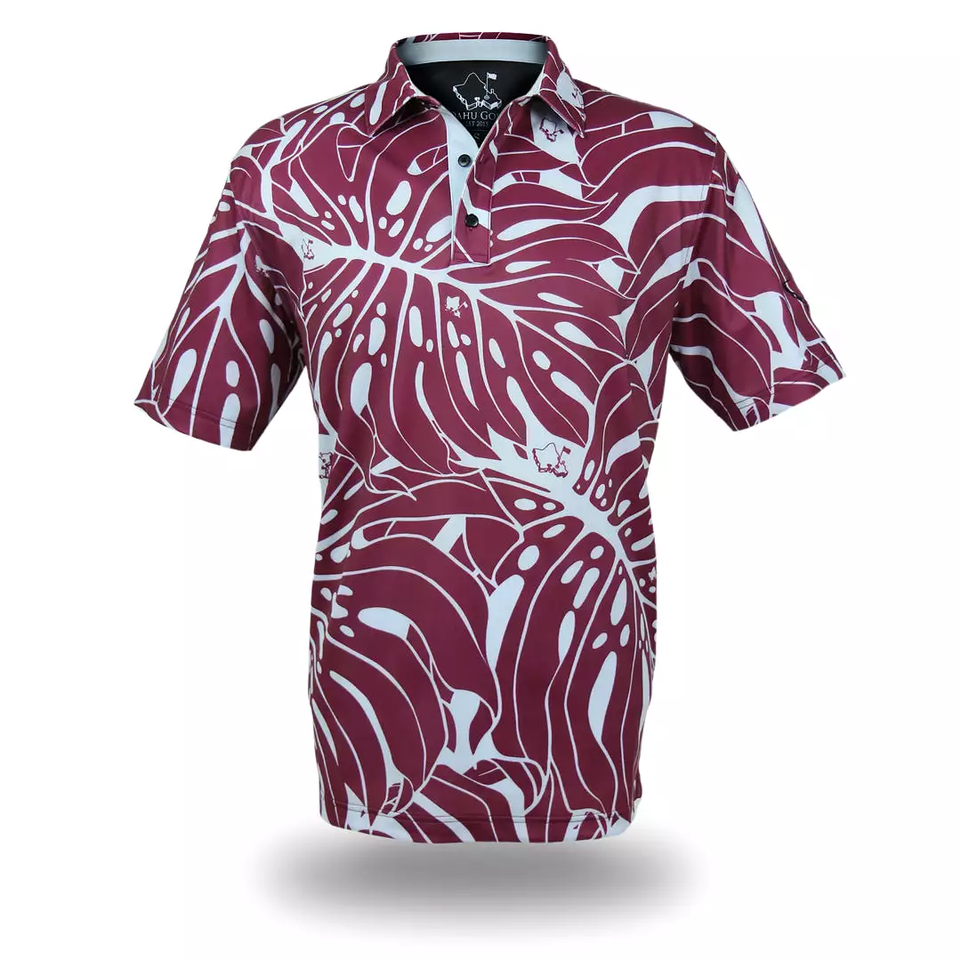 Monstera 2.0 Lilac Wine - OGA Men's Polo - Burgundy