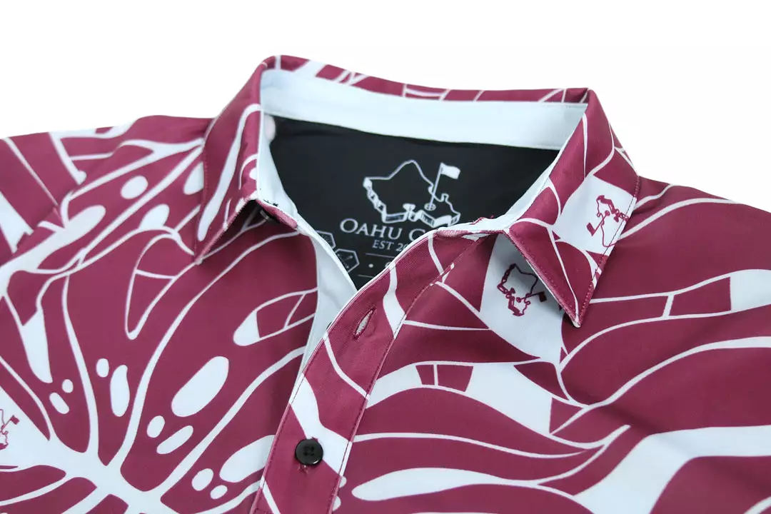 Monstera 2.0 Lilac Wine - OGA Men's Polo - Burgundy