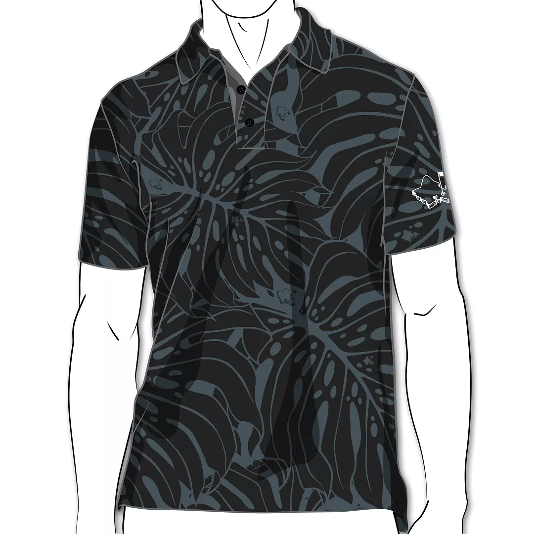 Monstera 2.0 Obsidian Black - OGA Men's Polo - Black