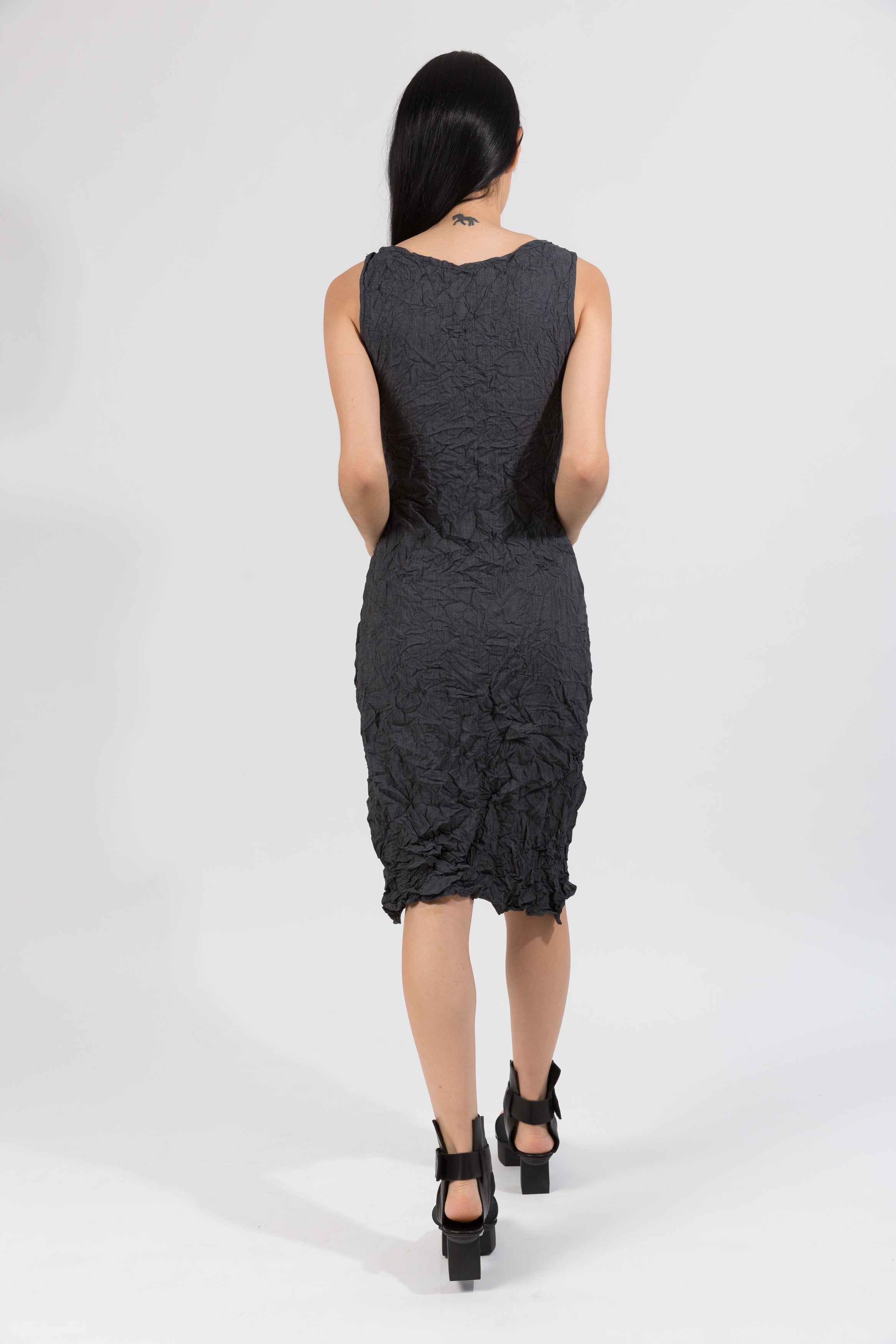 Moth Cowl Dress in Charcoal