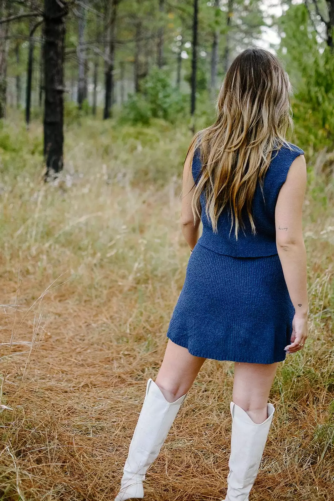 Navy Vest & Mini Skirt Set