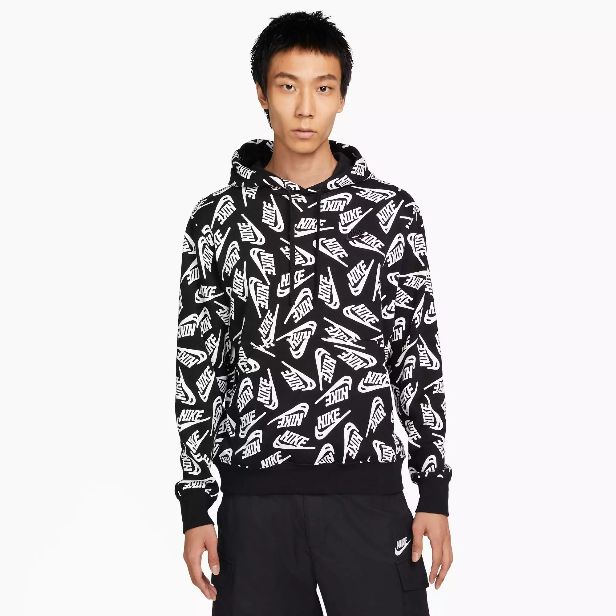 Nike Sport Essentials Allover Print Pullover Hoodie Black-White