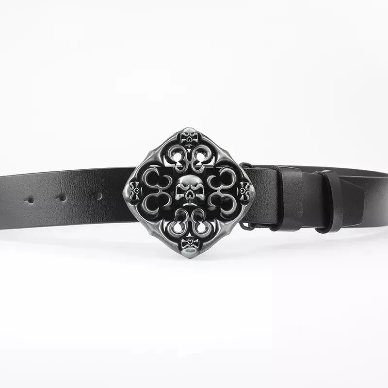 Novelty Crossbones Belt Heavy Metal Skull Face Buckle Skeleton Belts Dark Style Street Hip Hop Rock Waistband Accessories