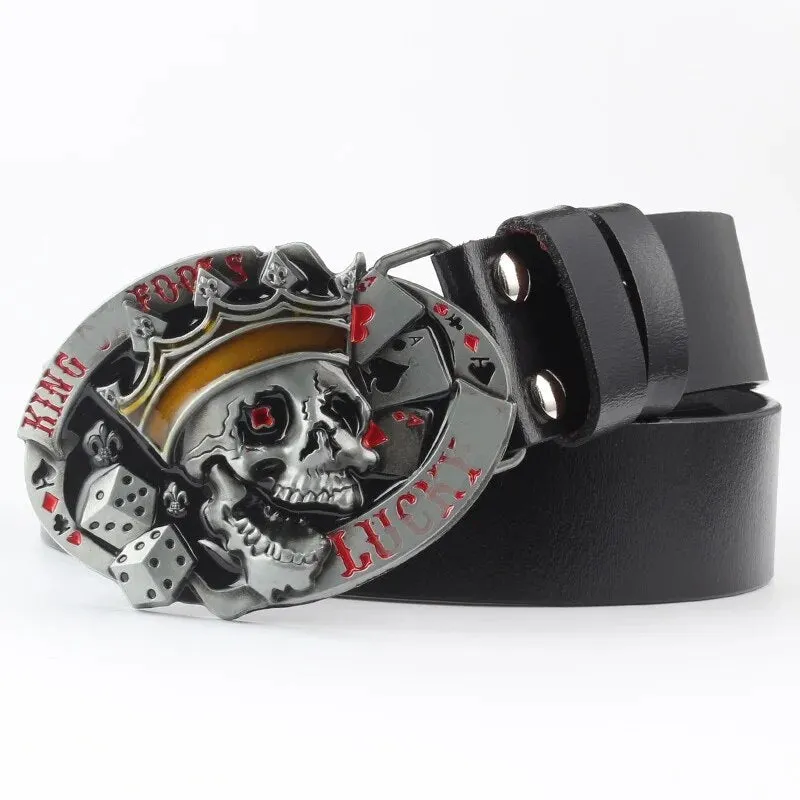 Novelty Crossbones Belt Heavy Metal Skull Face Buckle Skeleton Belts Dark Style Street Hip Hop Rock Waistband Accessories