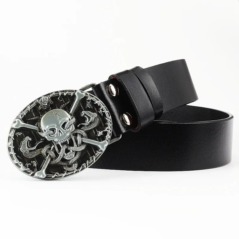 Novelty Crossbones Belt Heavy Metal Skull Face Buckle Skeleton Belts Dark Style Street Hip Hop Rock Waistband Accessories