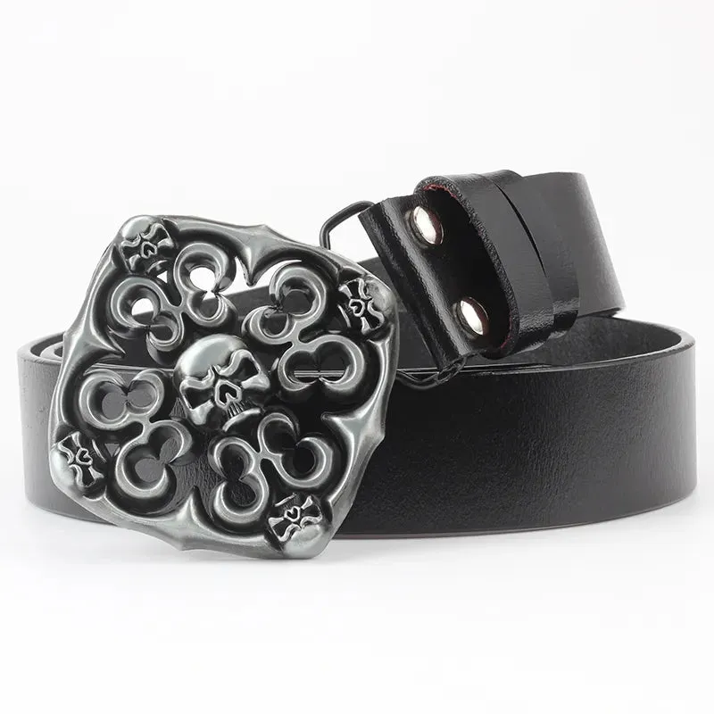 Novelty Crossbones Belt Heavy Metal Skull Face Buckle Skeleton Belts Dark Style Street Hip Hop Rock Waistband Accessories