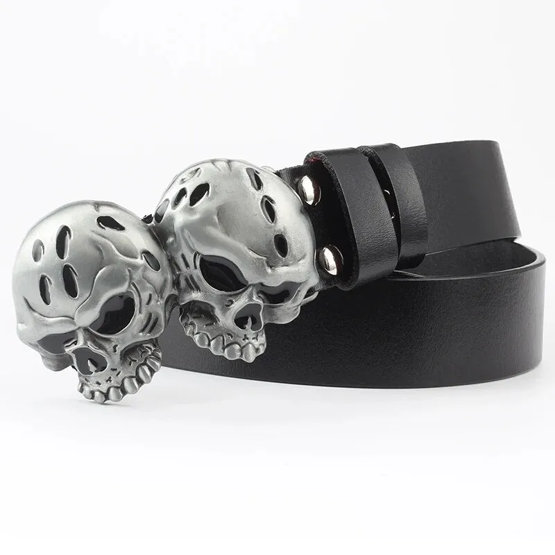 Novelty Crossbones Belt Heavy Metal Skull Face Buckle Skeleton Belts Dark Style Street Hip Hop Rock Waistband Accessories