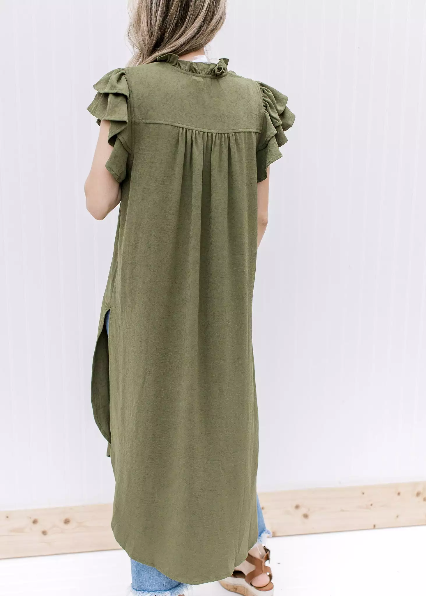 Olive Ruffled Tunic