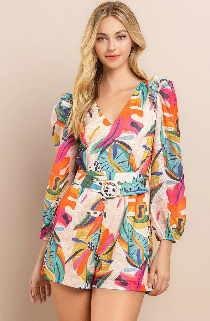 ON TROPIC TIME BELTED ROMPER