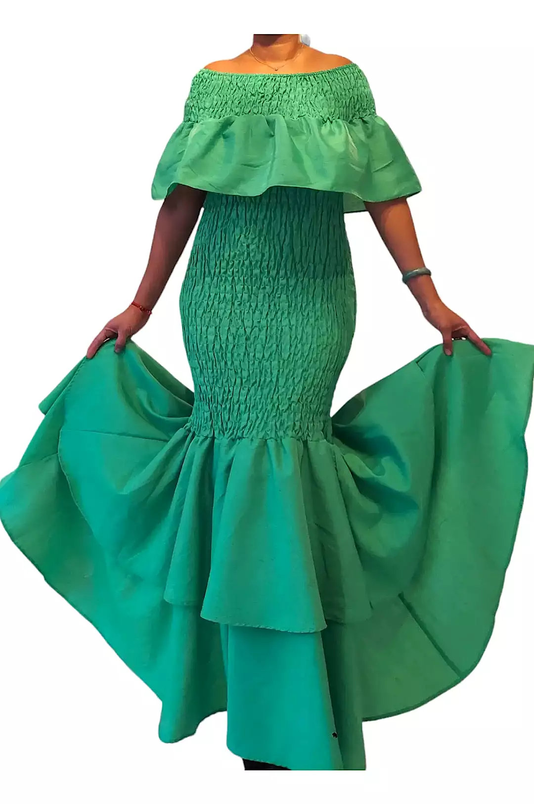 One Size Fits Most Kelly Green Mermaid Style Dress