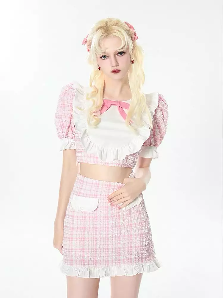 peachy maid set (top+skirt)