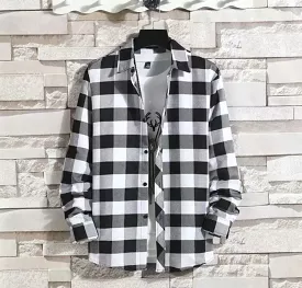 Plaid Shirt Men's Outer Wear Trend All-match Long-sleeved Shirt S3335646