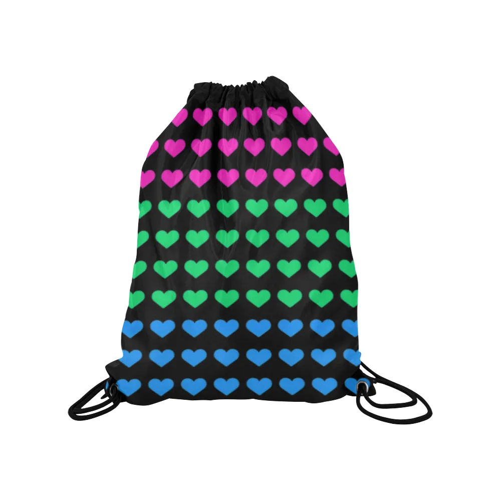 Polysexual Pride Hearts Drawstring Bag