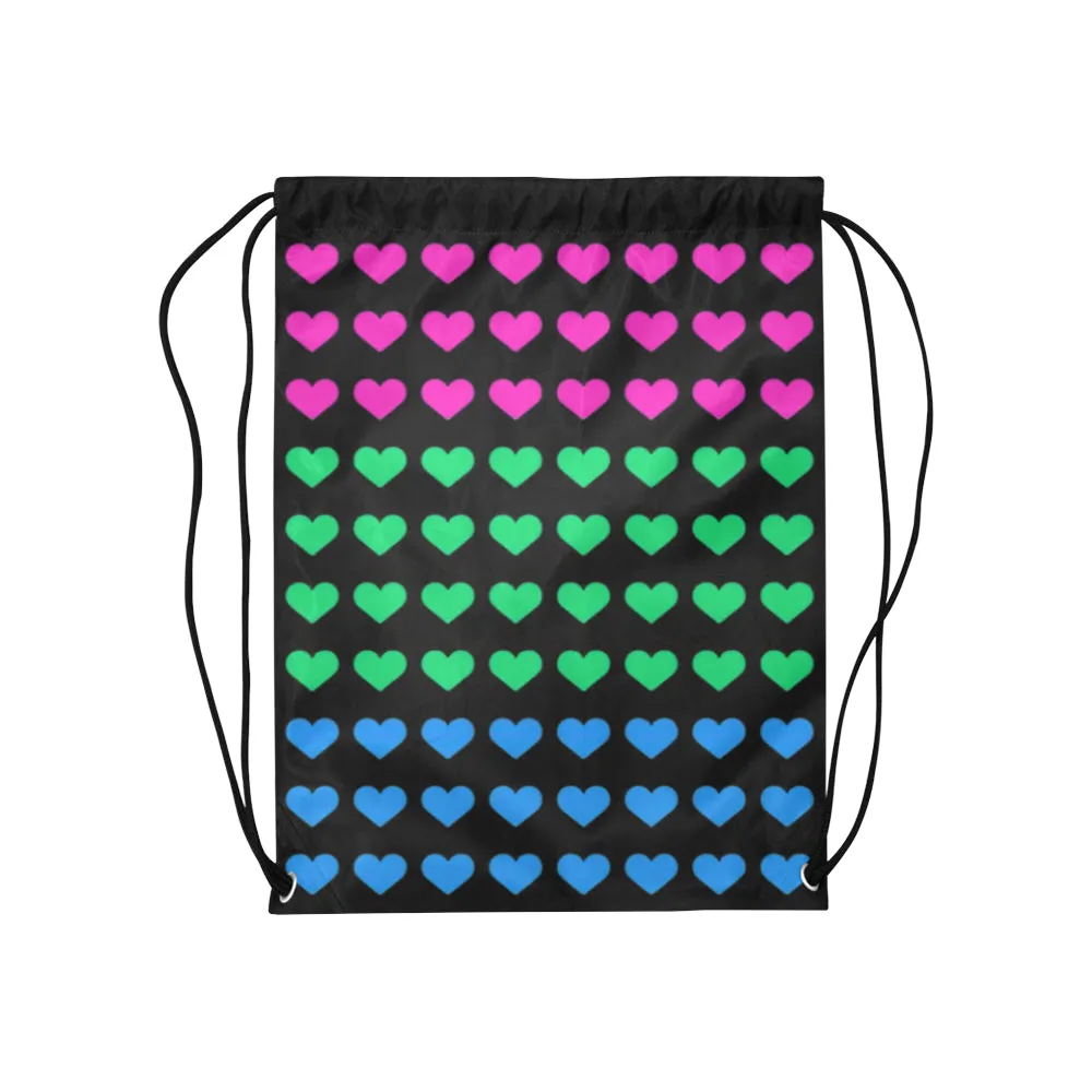 Polysexual Pride Hearts Drawstring Bag