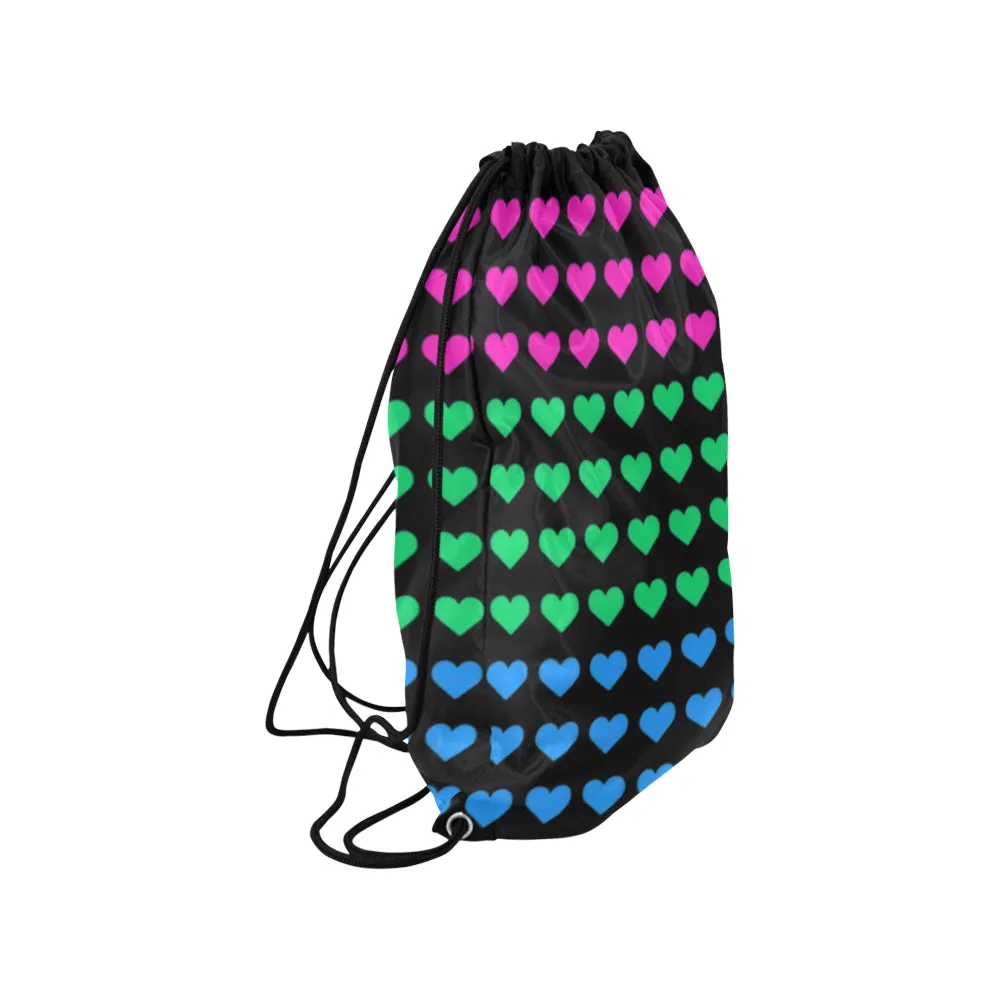 Polysexual Pride Hearts Drawstring Bag