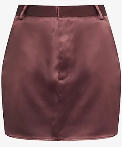 Pretty Lavish Womens Black Beck high-rise satin micro mini skirt