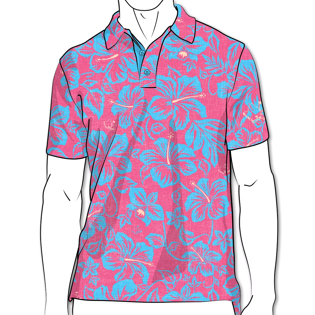 Raspberry Bloom - OGA Men's Polo -  Raspberry Blue