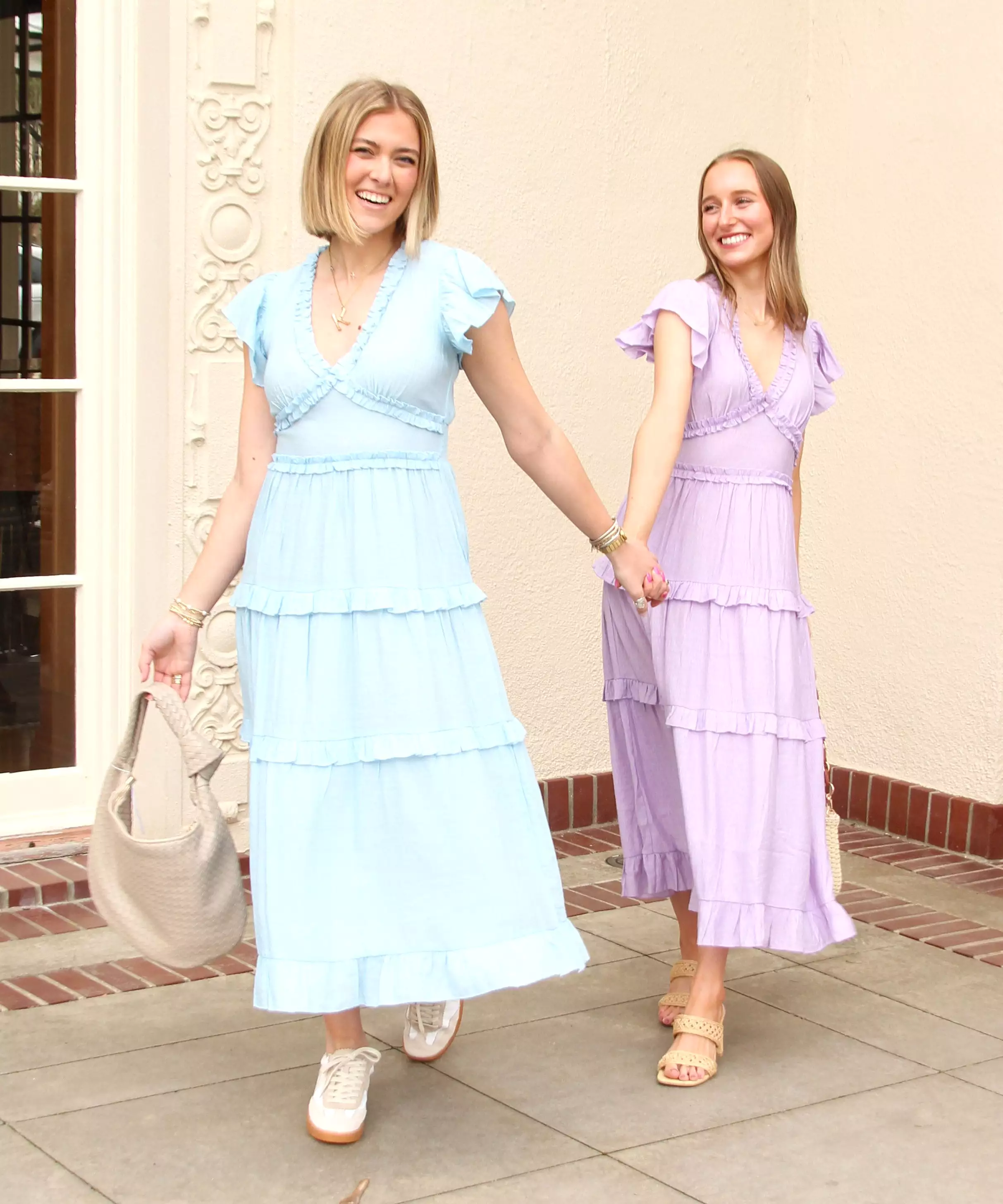 Ruffled Midi Dress - Pastel Blue