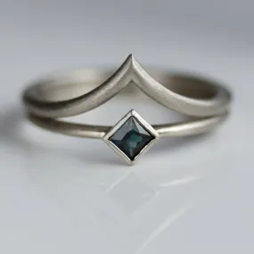 Sapphire Oblique Square Solitaire in White Gold