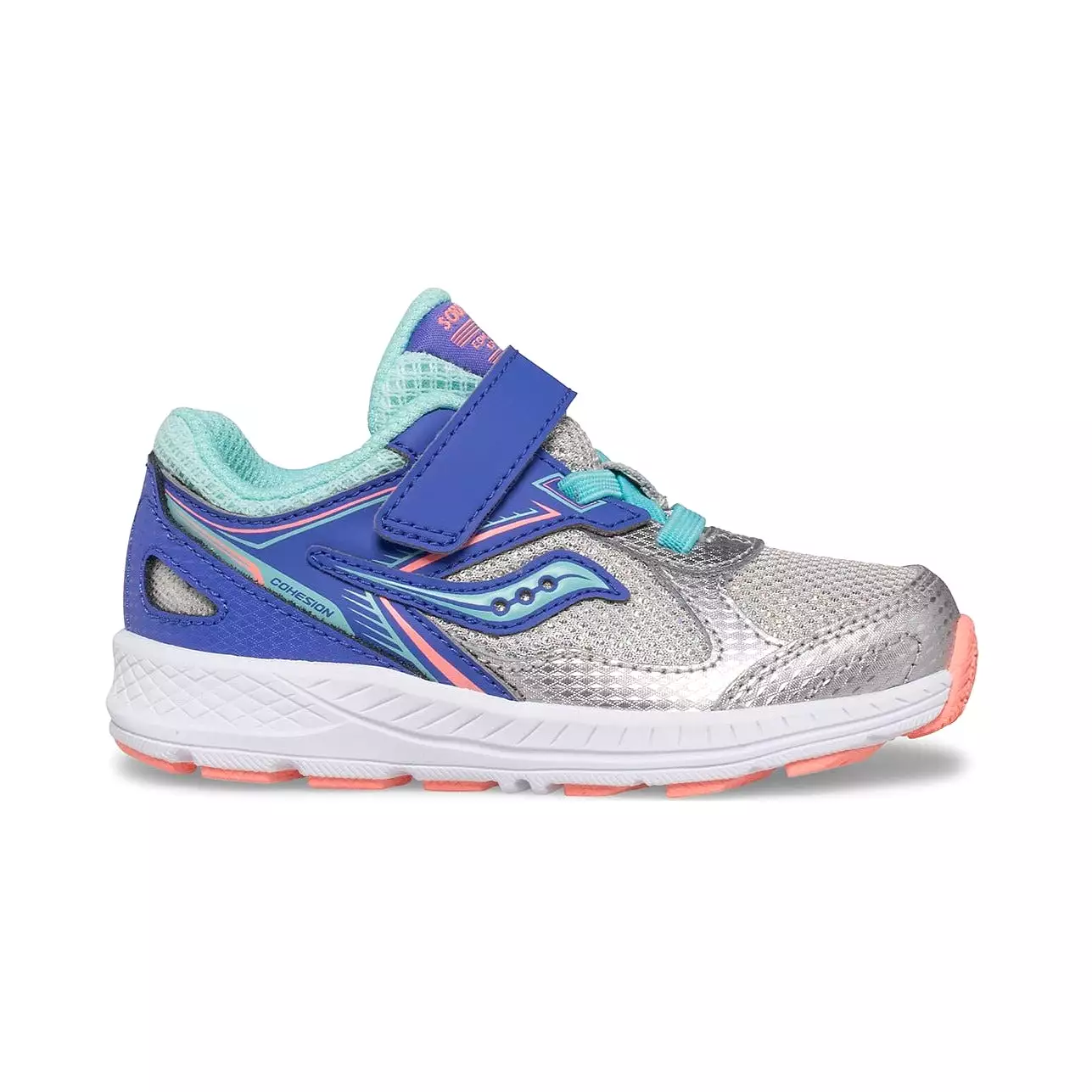 Saucony Silver/Periwinkle/Turquoise Cohesion 14 A/C Children's Sneaker