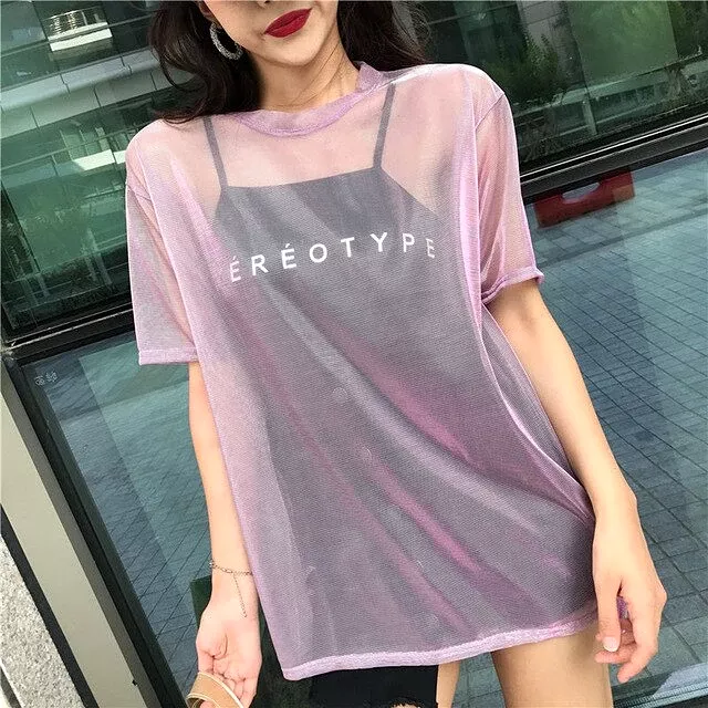 Sexy Transparent T-shirt+Short Sleeve Two Piece Set AD11882