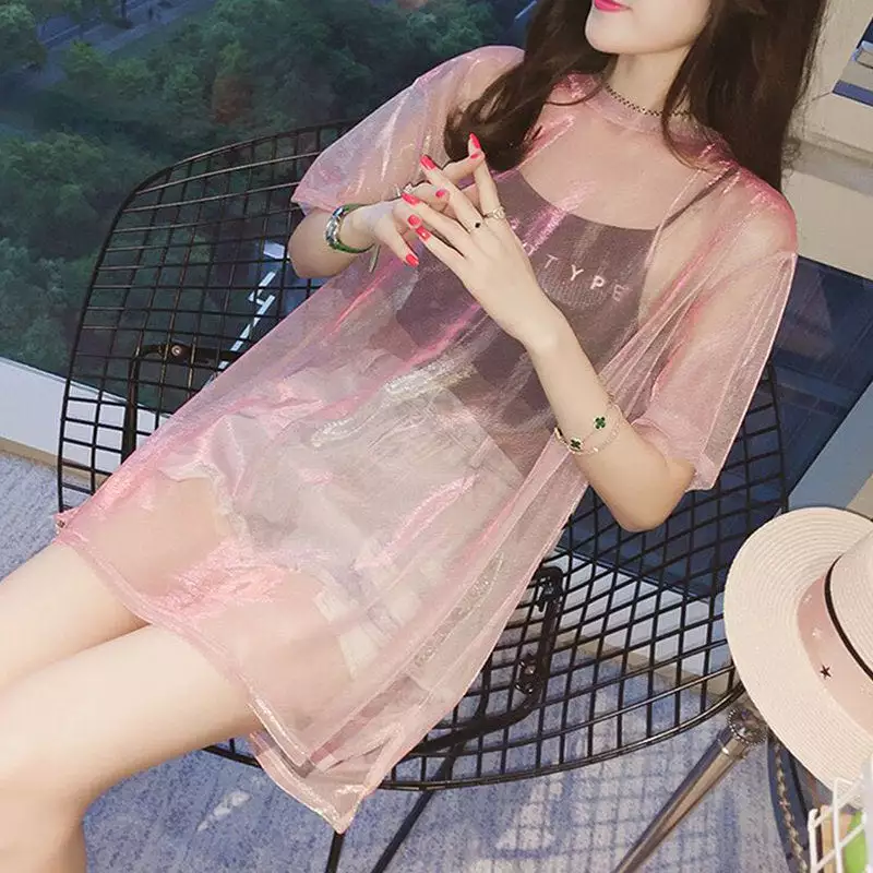 Sexy Transparent T-shirt+Short Sleeve Two Piece Set AD11882