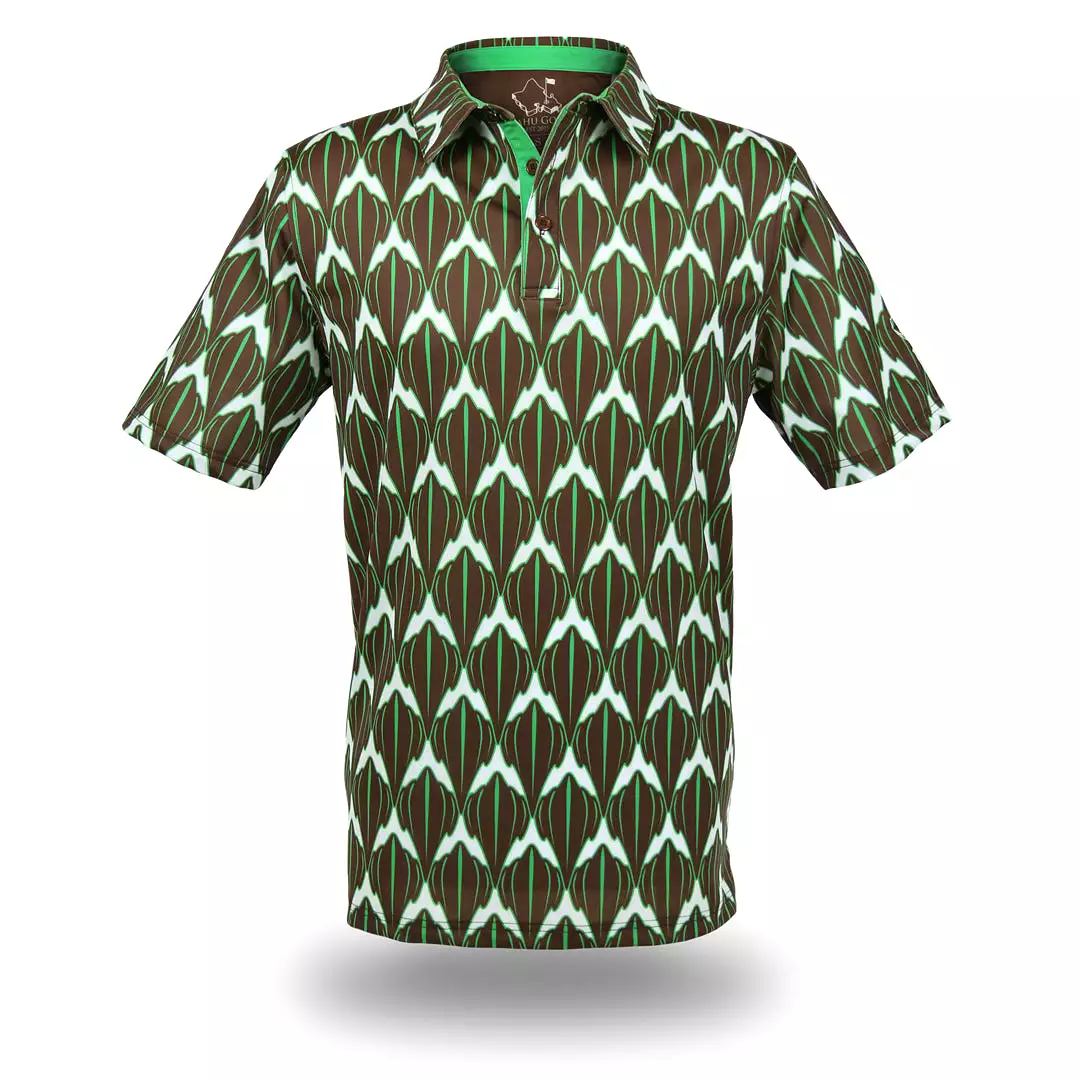 Shark Espresso Fern - OGA Men's Polo - Espresso Brown