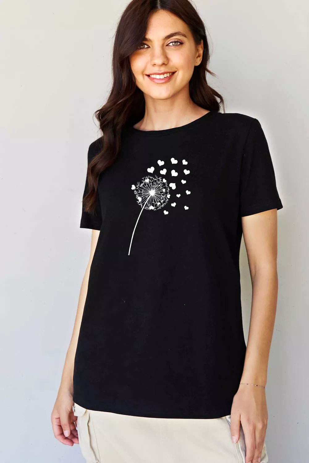 Simply Love Full Size Dandelion Heart Graphic Cotton T-Shirt