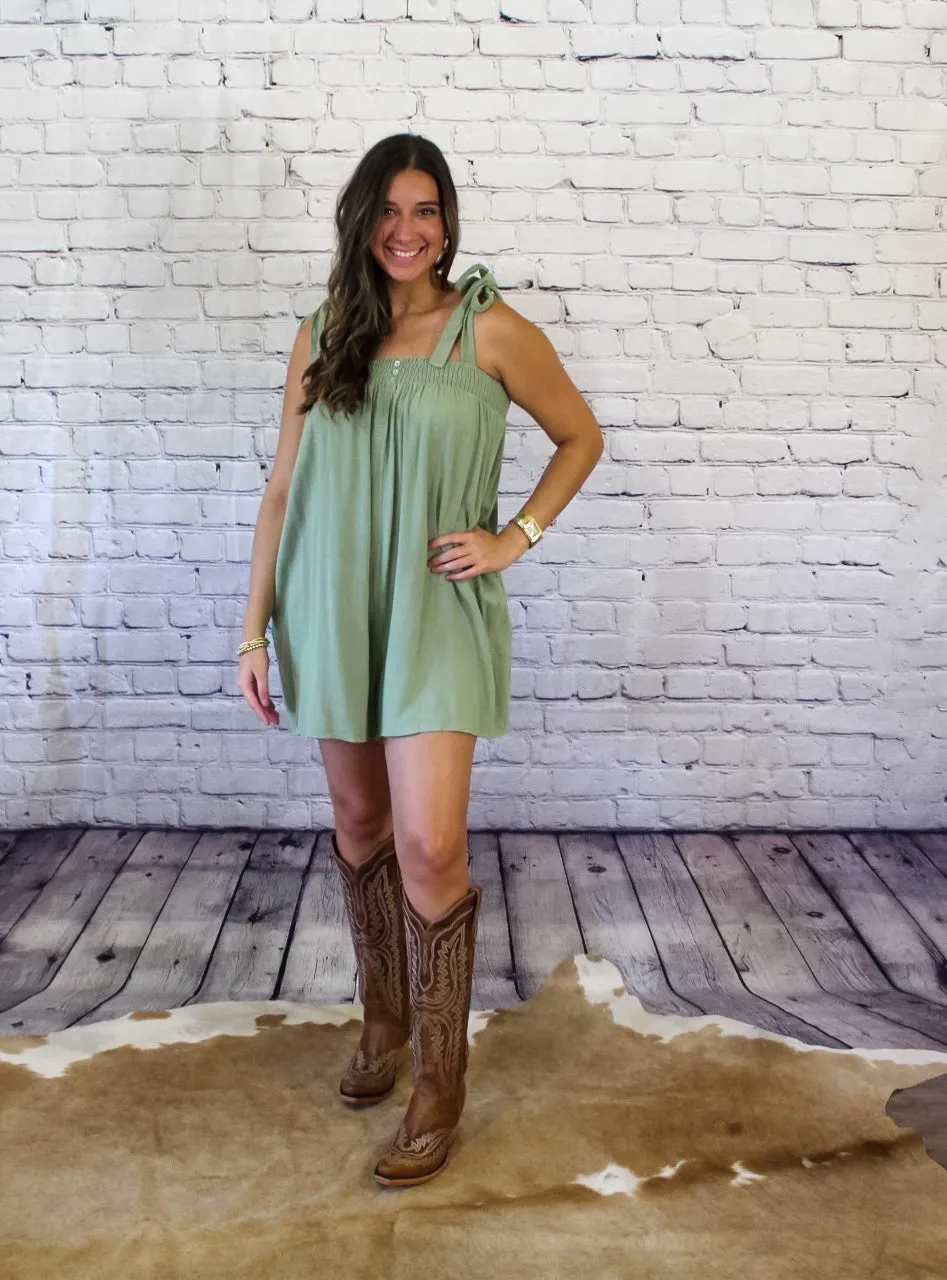 Smocked Romper Sage