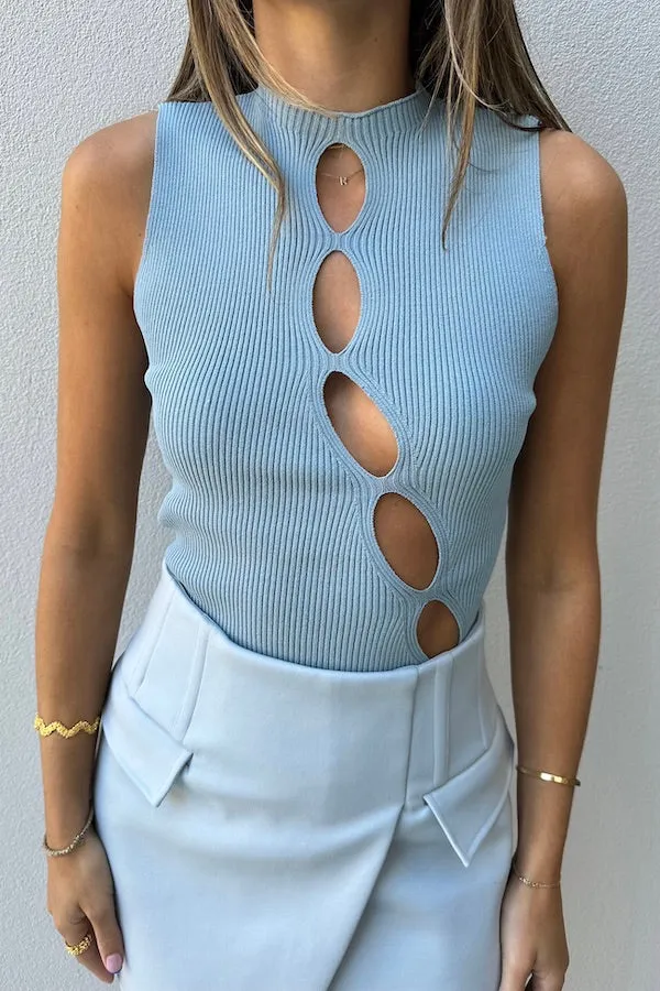 Sneaky Cut-Out Top Baby Blue