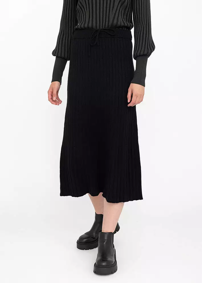 Soft Rebels Mary Midi Skirt Knit SR522-200 Nederdel - Black