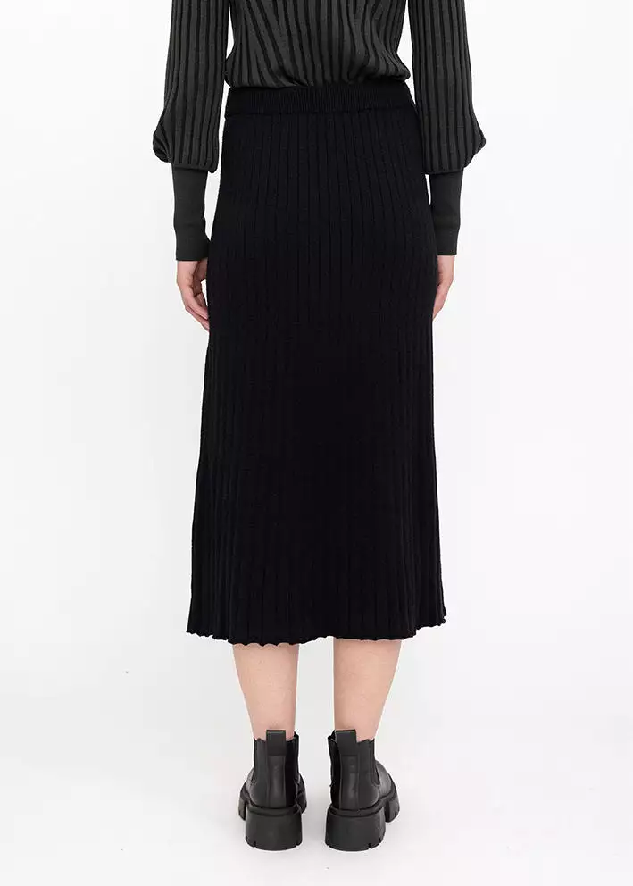 Soft Rebels Mary Midi Skirt Knit SR522-200 Nederdel - Black