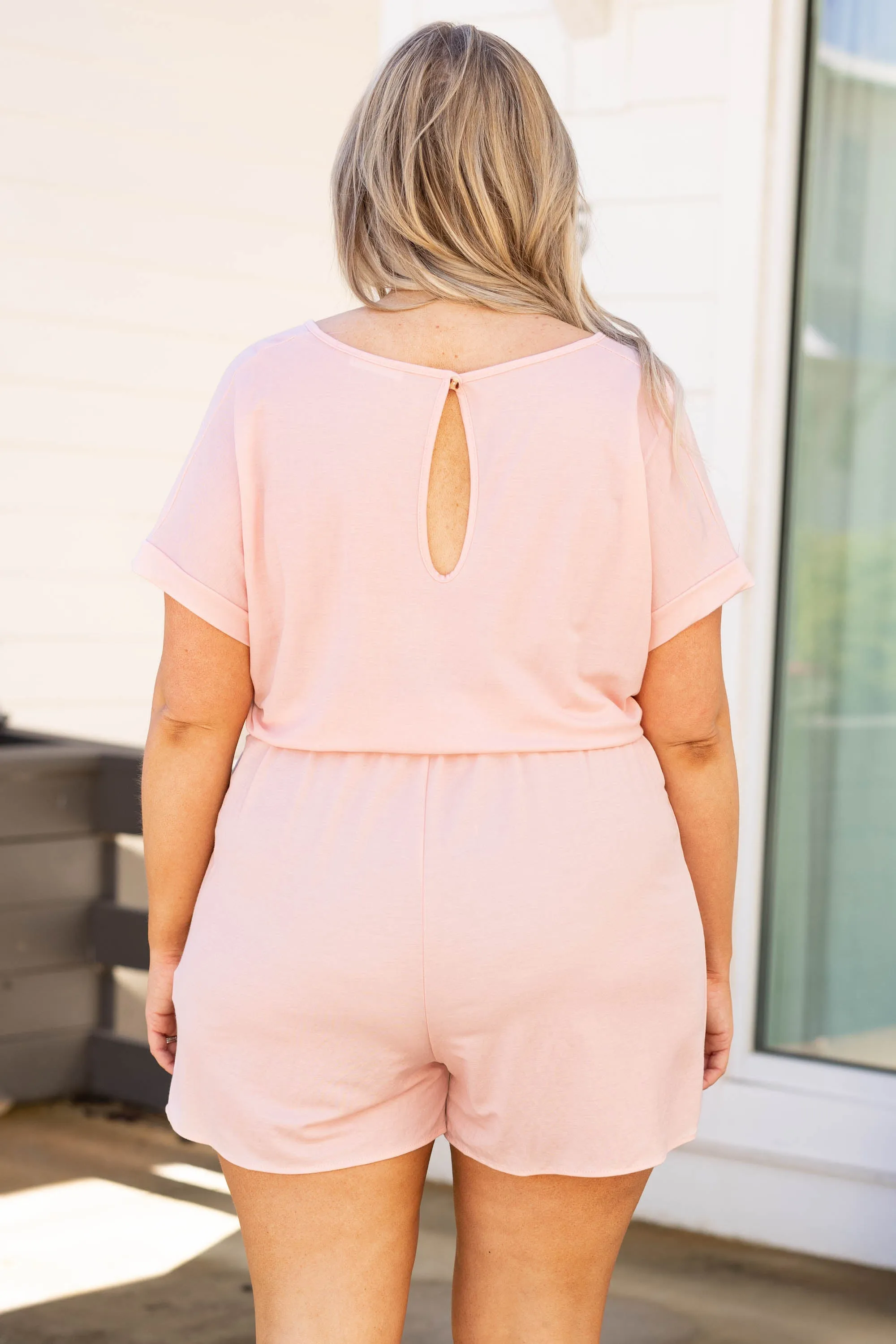 Stunning Summer Nights Romper, Blush