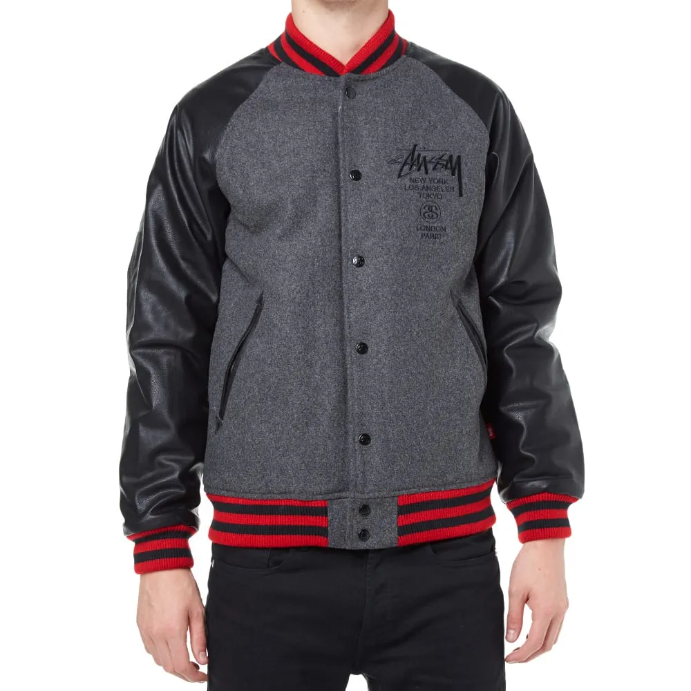 Stussy World Tour Wool JacketCharcoal Heather