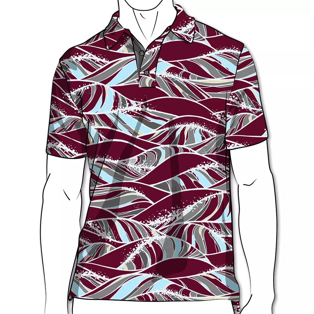 Swell Crimson Camo - OGA Men's Polo - Crimson