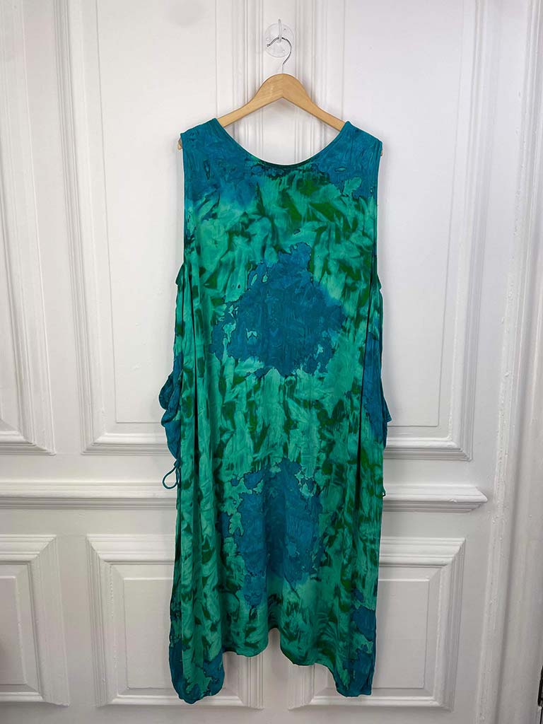 Tie Dye Pocket Cocoon Dress - Sea Green