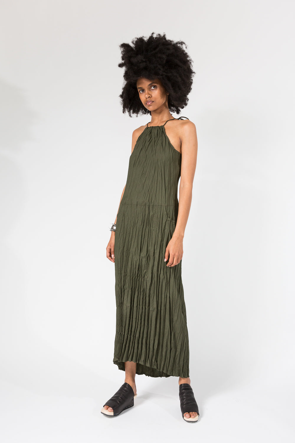 Twisted Maxi Halter Dress | Olive