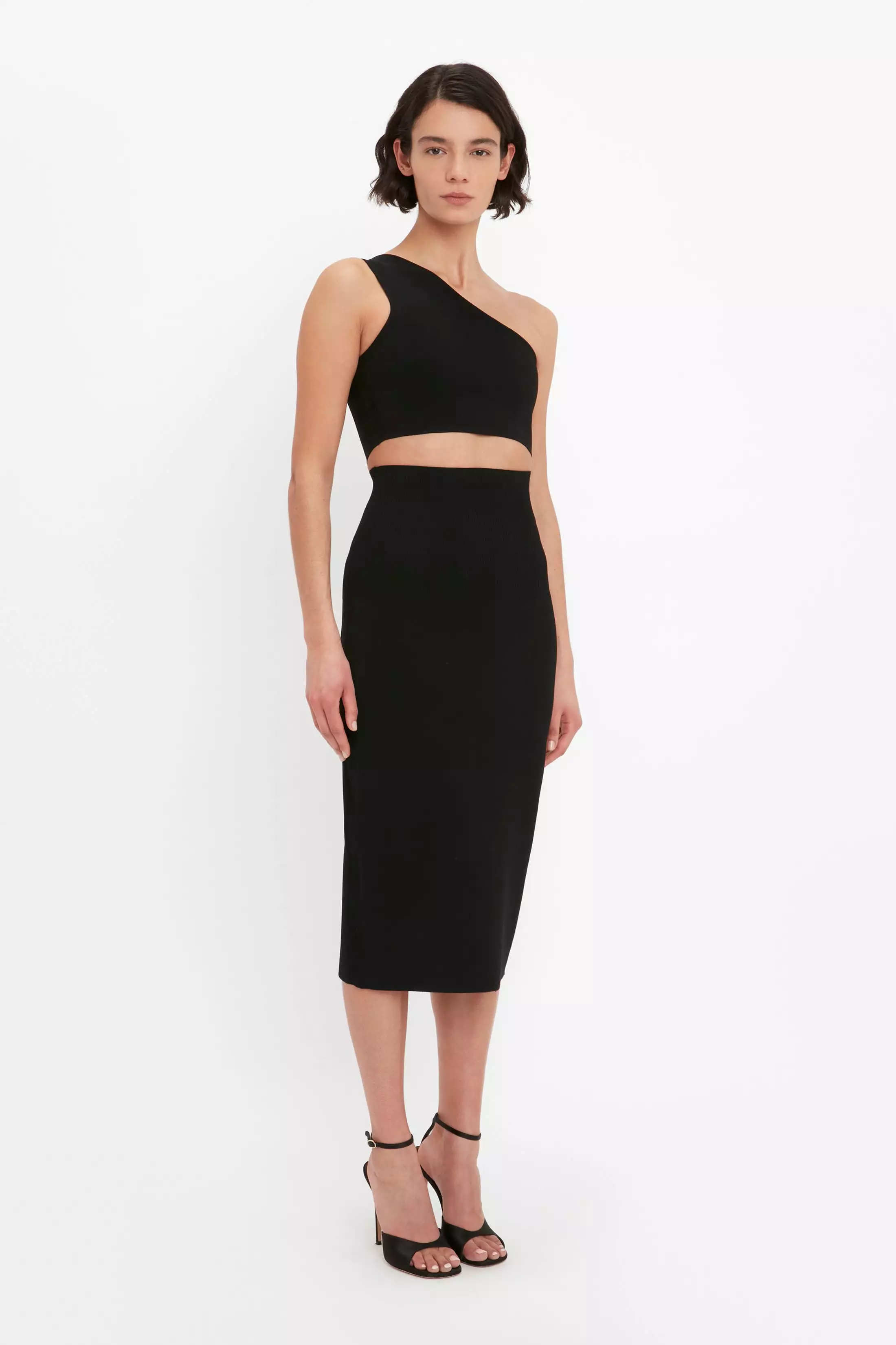 VB Body Fitted Midi Skirt In Black