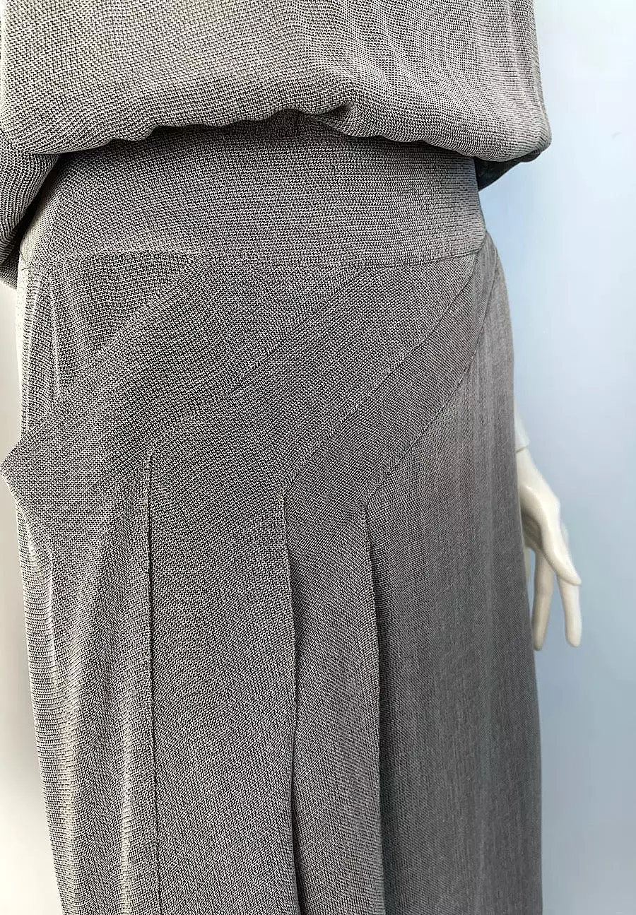 Vintage Chanel 99P 1999 Spring Grey 3 Piece Skirt Blouse Jacket Dress Outfit Set FR 36