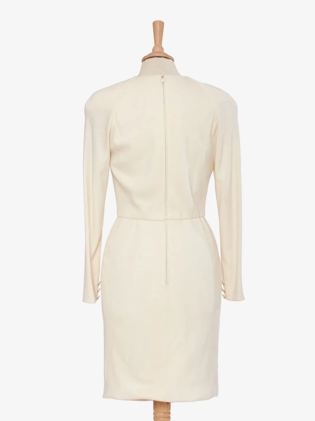 Vintage midi dress in white wool