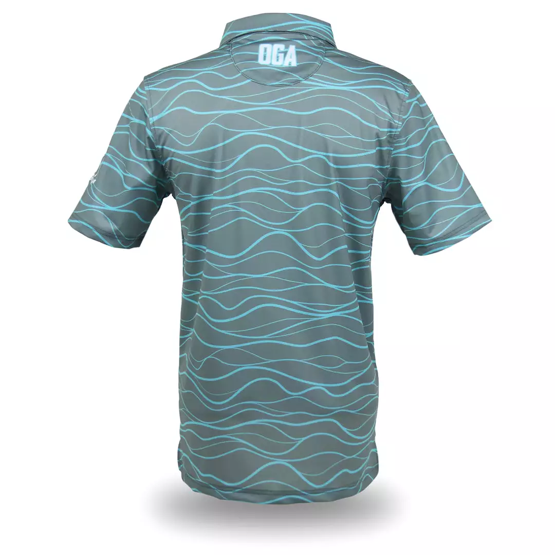 Wavy Blue Dunes- OGA Men's Polo - Gray / Sky Blue