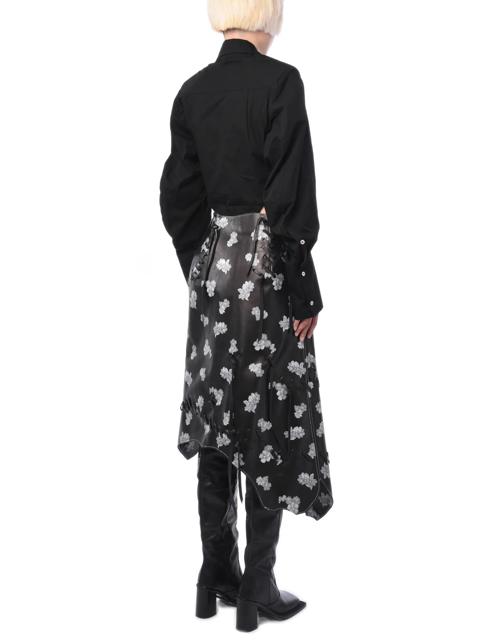 Yuhan Wang Floral Printed Leather Skirt